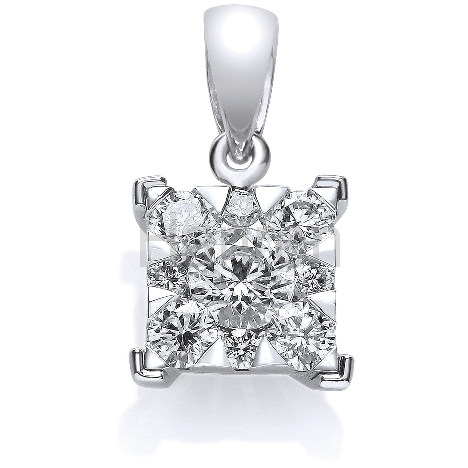 18ct White Gold 0.50ct tdw G/VS Diamond Illusion Set Pendant