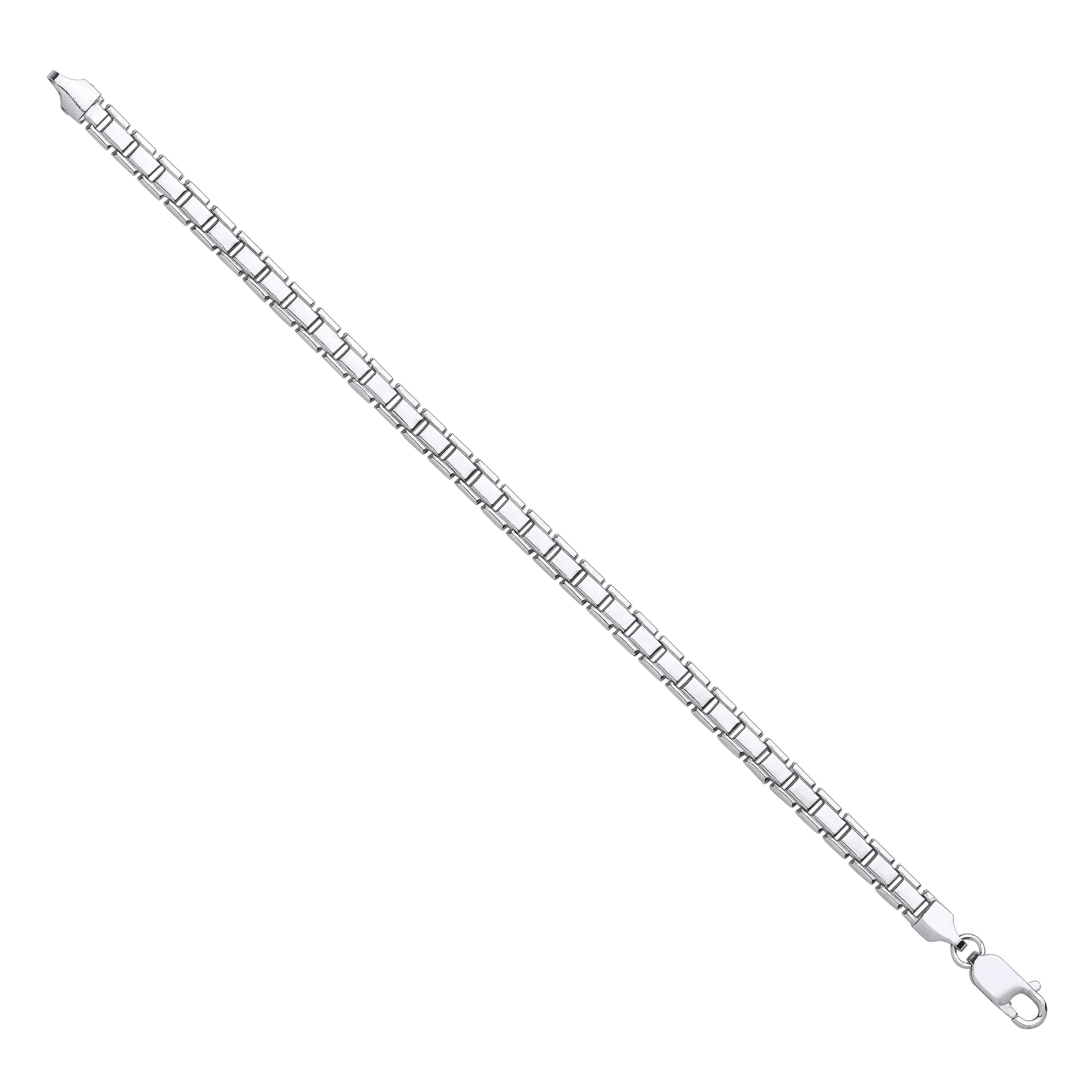 Silver 5.2mm Flat Box Link Chain Bracelet