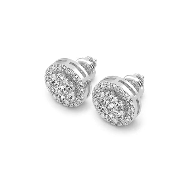 Erkals Jewellers Halo Flower Stud Earrings 18K Gold 3.00ctw