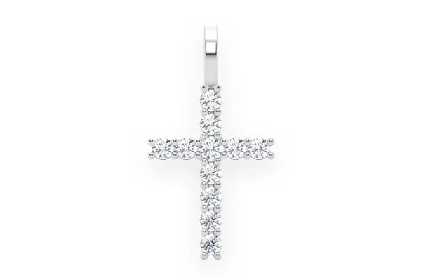 Erkals Jewellers One Row Cross Pendant 18K Gold Diamond 0.25ctw