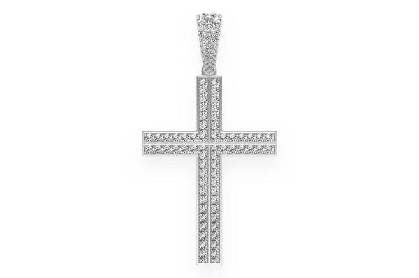 Pendentif en diamant avec croix d'accent droit de 2,75 ct, or massif 14 carats