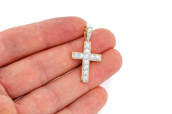 Erkals Jewellers Miracle Set Cross Small Pendant 18K Gold Diamond 0.15ctw