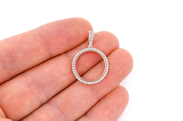 Erkals Jewellers Small Round Picture Memory Pendant 18K Gold Diamond 0.50ctw