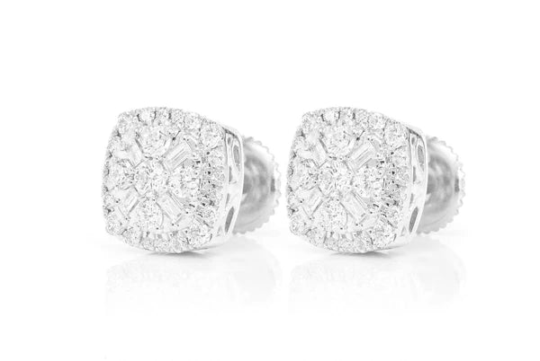 Erkals Jewellers Baguette Flower Stud Earrings 18K Gold 1.00ctw