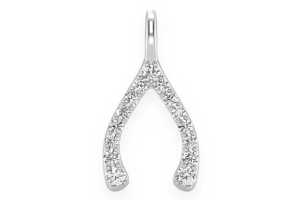 Colgante de diamantes Wishbone de 0,15 quilates en oro macizo de 14 quilates