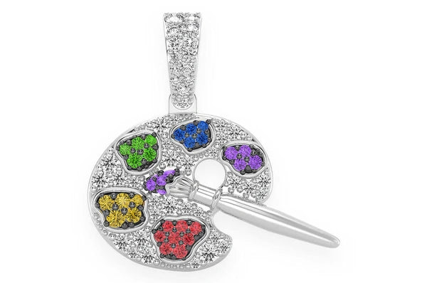 Palette de peintre Pendentif diamant 0,60 ct en or massif 14 carats