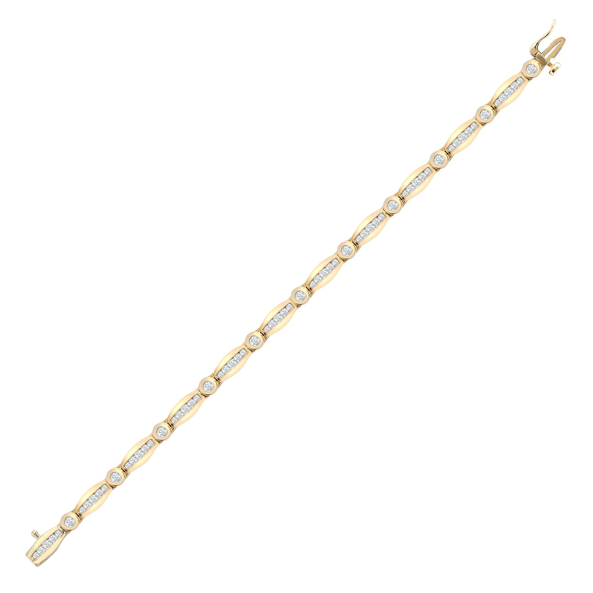 9ct Yellow Gold 2.00ct Diamond Fancy Channel Set Bracelet