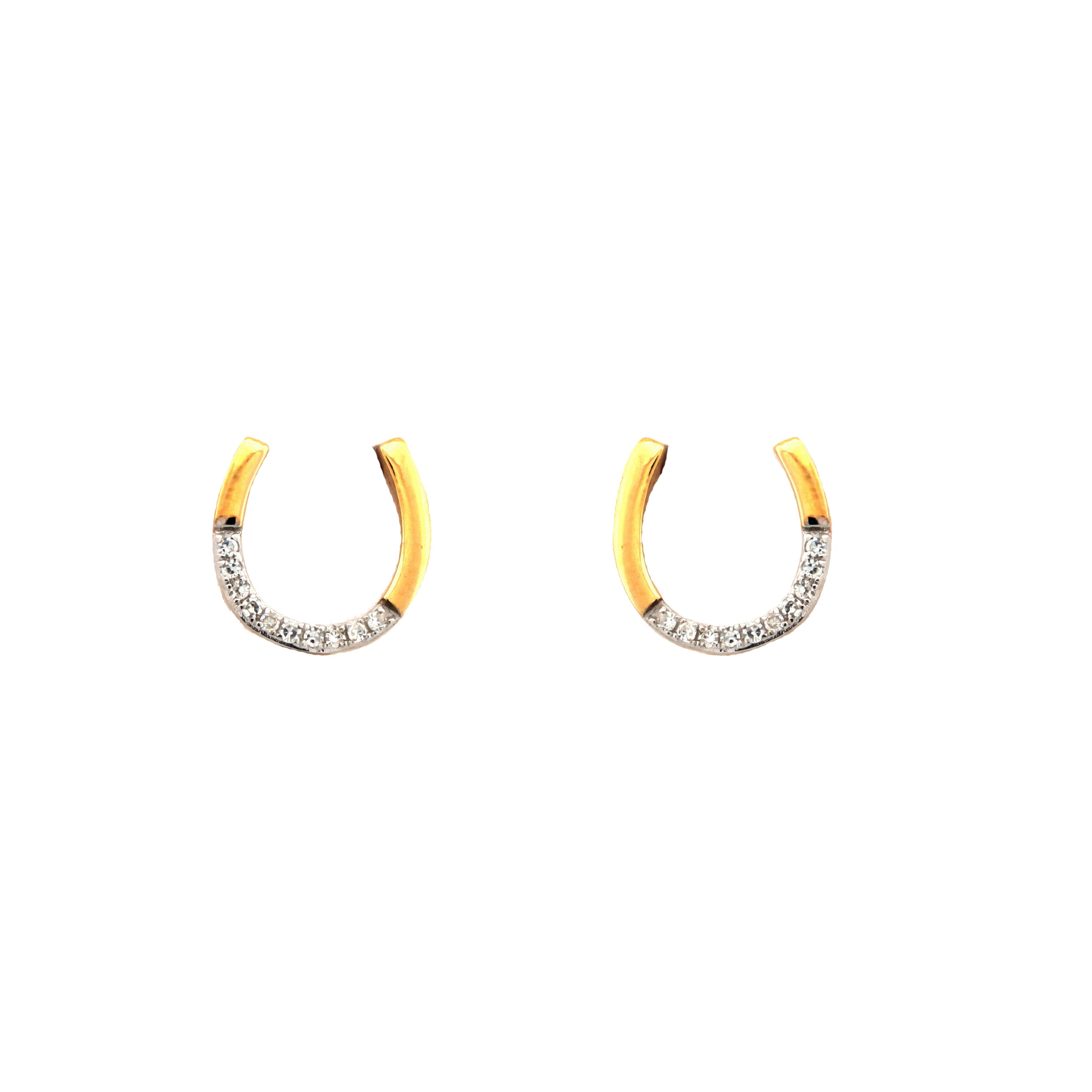 9ct Yellow Gold 0.05ct Diamond Horseshoe Earrings