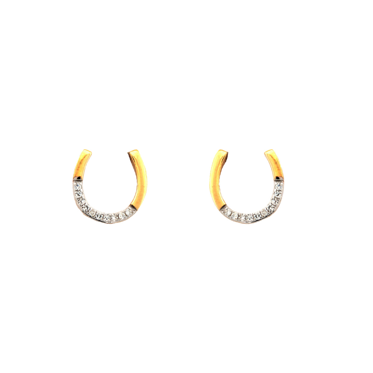9ct Yellow Gold 0.05ct Diamond Horseshoe Earrings