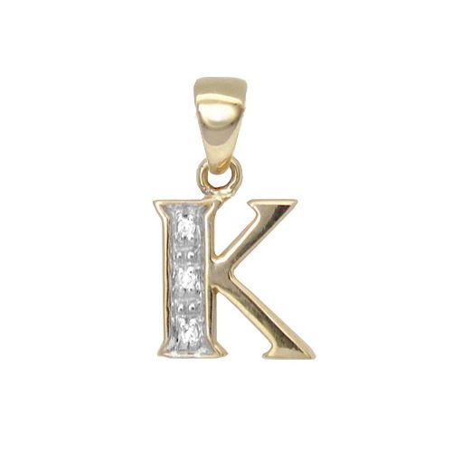 9P050-K | 9ct Yellow Gold Natural Diamond Set Initial Pendant -Initial K