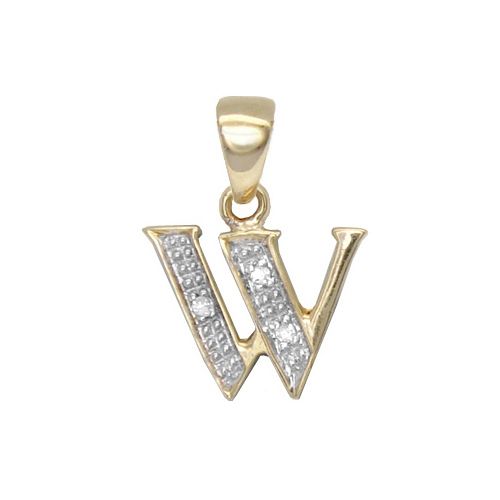 9P050-W | 9ct Yellow Gold Natural Diamond Set Initial Pendant -Initial W