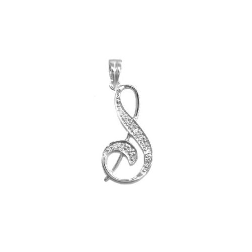 9P060-S | 9ct White Gold Natural Diamond Set Initial Pendant -Initial S