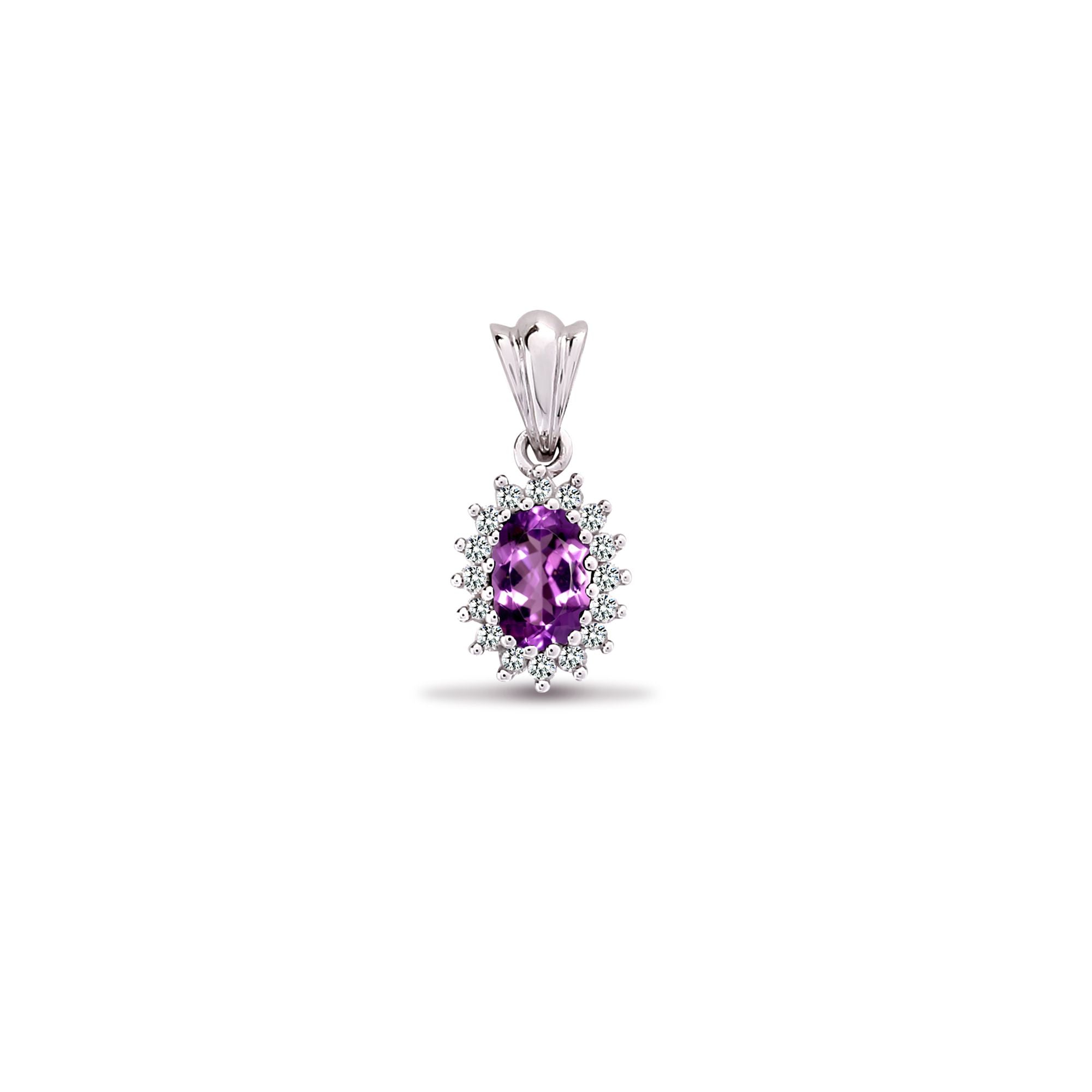 9P064 | 9ct White Gold Natural Diamond And Amethyst Pendant