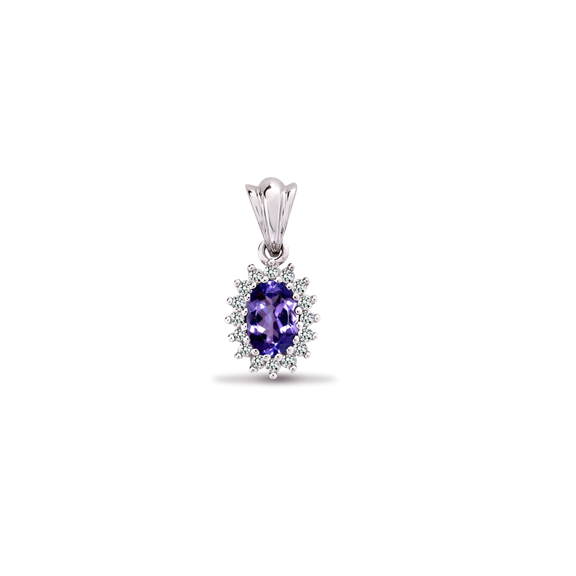 9P065 | 9ct White Gold Natural Diamond And Tanzanite Pendant