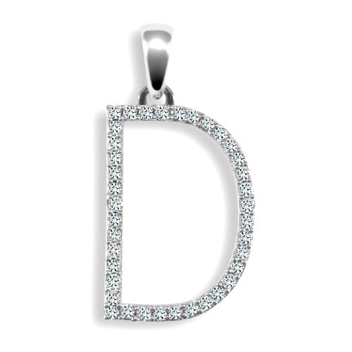 9P105-D | 9ct White Gold Natural Diamond Set Initial Pendant