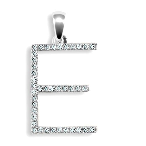 9P105-E | 9ct White Gold Natural Diamond Set Initial Pendant