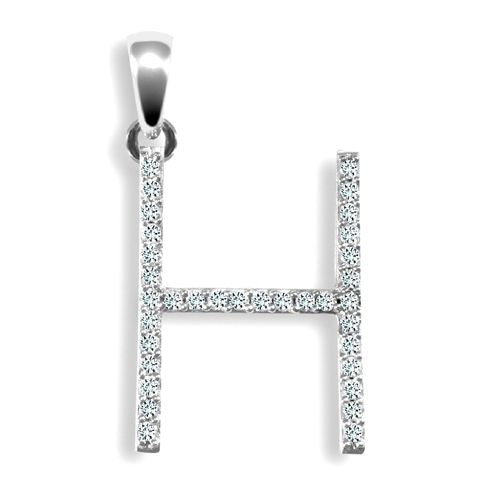 9P105-H | 9ct White Gold Natural Diamond Set Initial Pendant