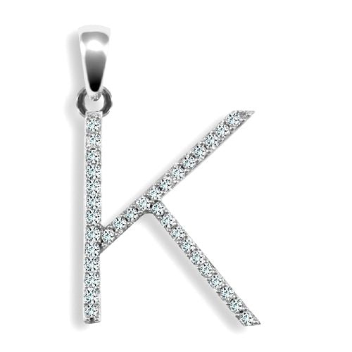 9P105-K | 9ct White Gold Natural Diamond Set Initial Pendant