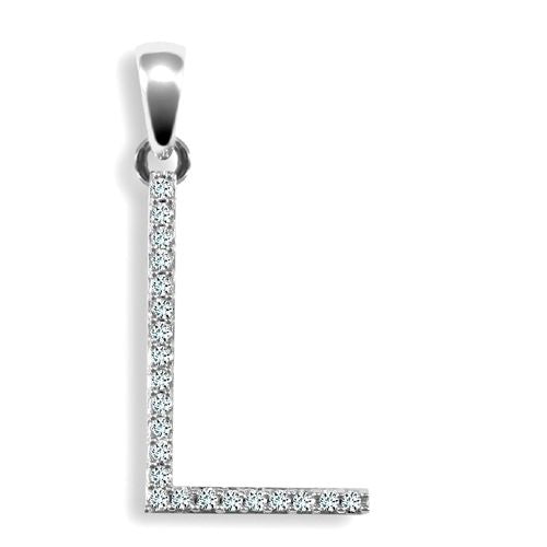 9P105-L | 9ct White Gold Natural Diamond Set Initial Pendant