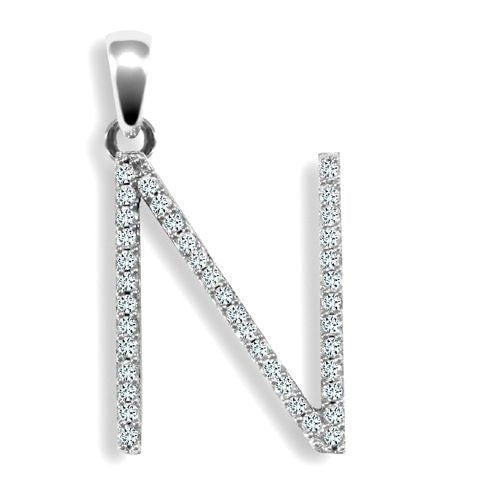 9P105-N | 9ct White Gold Natural Diamond Set Initial Pendant