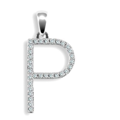 9P105-P | 9ct White Gold Natural Diamond Set Initial Pendant