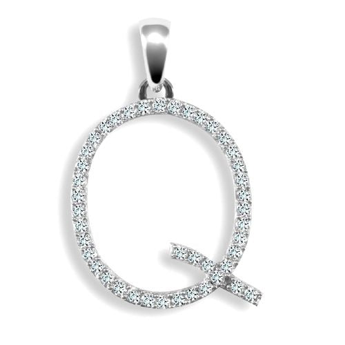 9P105-Q | 9ct White Gold Natural Diamond Set Initial Pendant