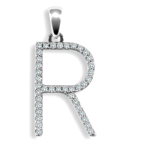 9P105-R | 9ct White Gold Natural Diamond Set Initial Pendant