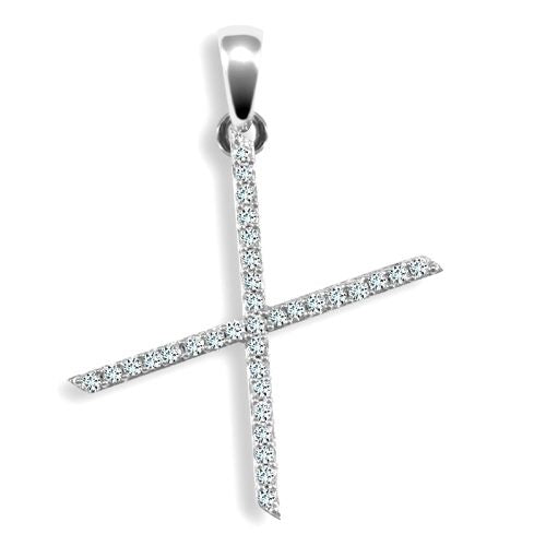 9P105-X | 9ct White Gold Natural Diamond Set Initial Pendant