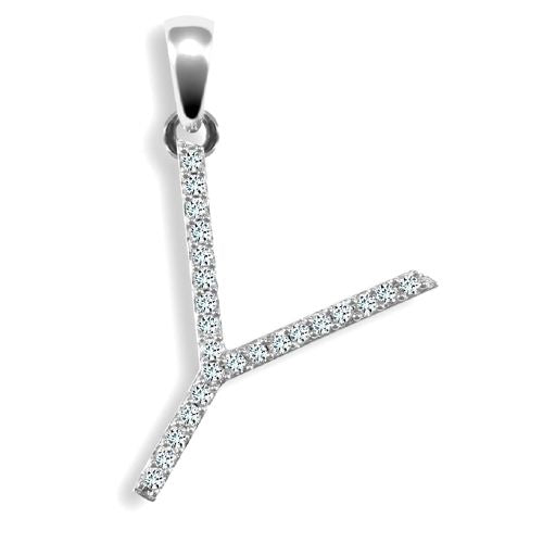 9P105-Y | 9ct White Gold Natural Diamond Set Initial Pendant