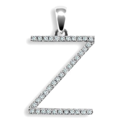 9P105-Z | 9ct White Gold Natural Diamond Set Initial Pendant