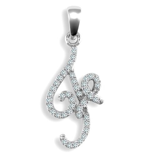 9P106-F | 9ct White Gold Natural Diamond Set Initial Pendant