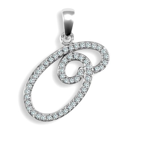 9P106-O | 9ct White Gold Natural Diamond Set Initial Pendant