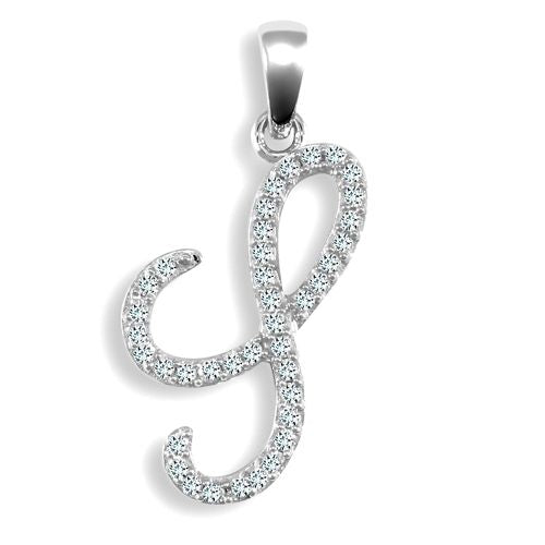 9P106-S | 9ct White Gold Natural Diamond Set Initial Pendant