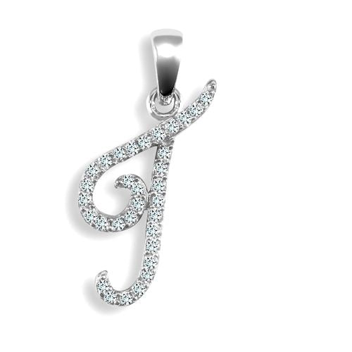 9ct White Gold Natural Diamond Set Initial Pendant