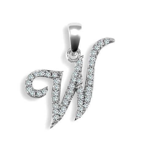 9P106-W | 9ct White Gold Natural Diamond Set Initial Pendant