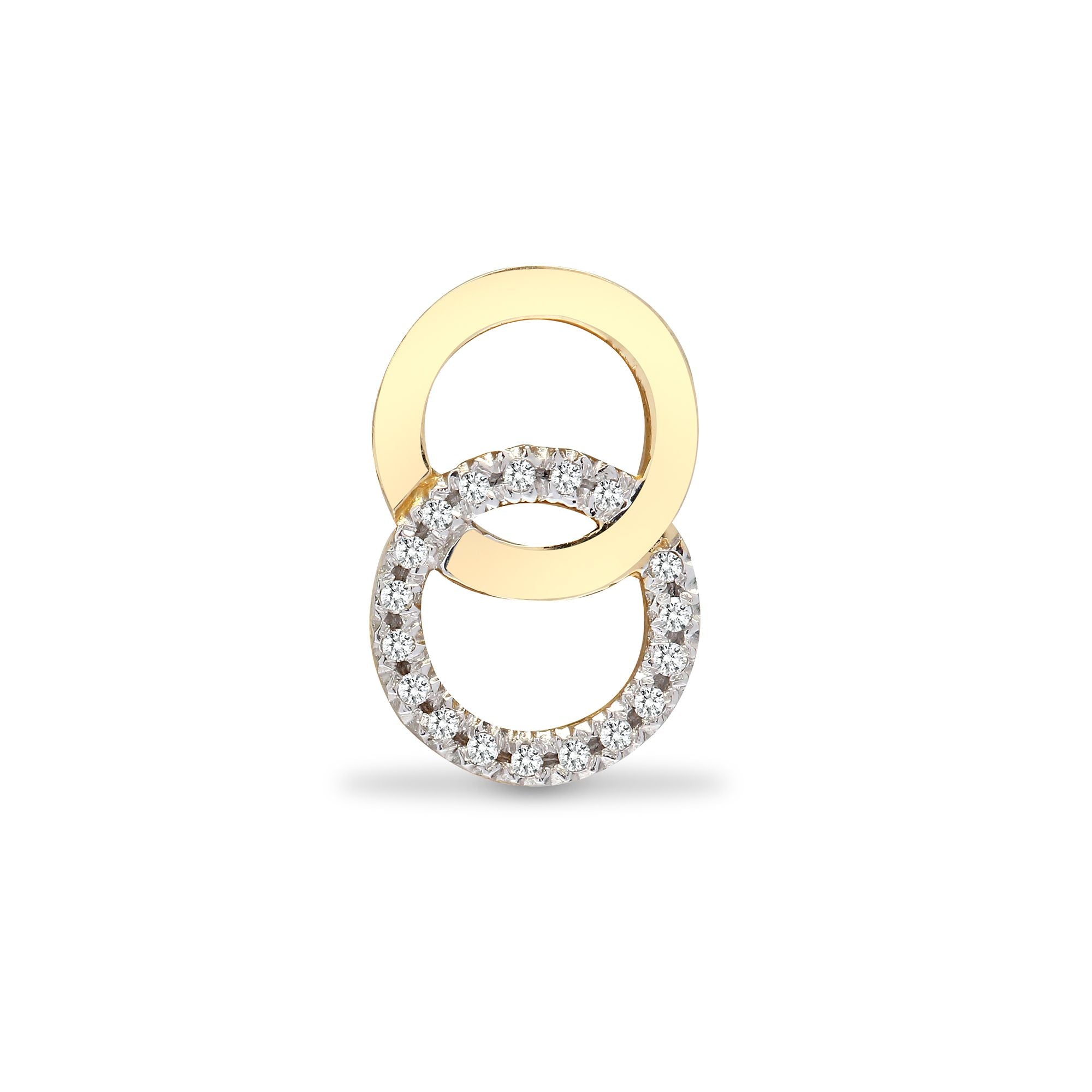 9ct Yellow 0.10ct Natural Diamond 2 Circle Pendant