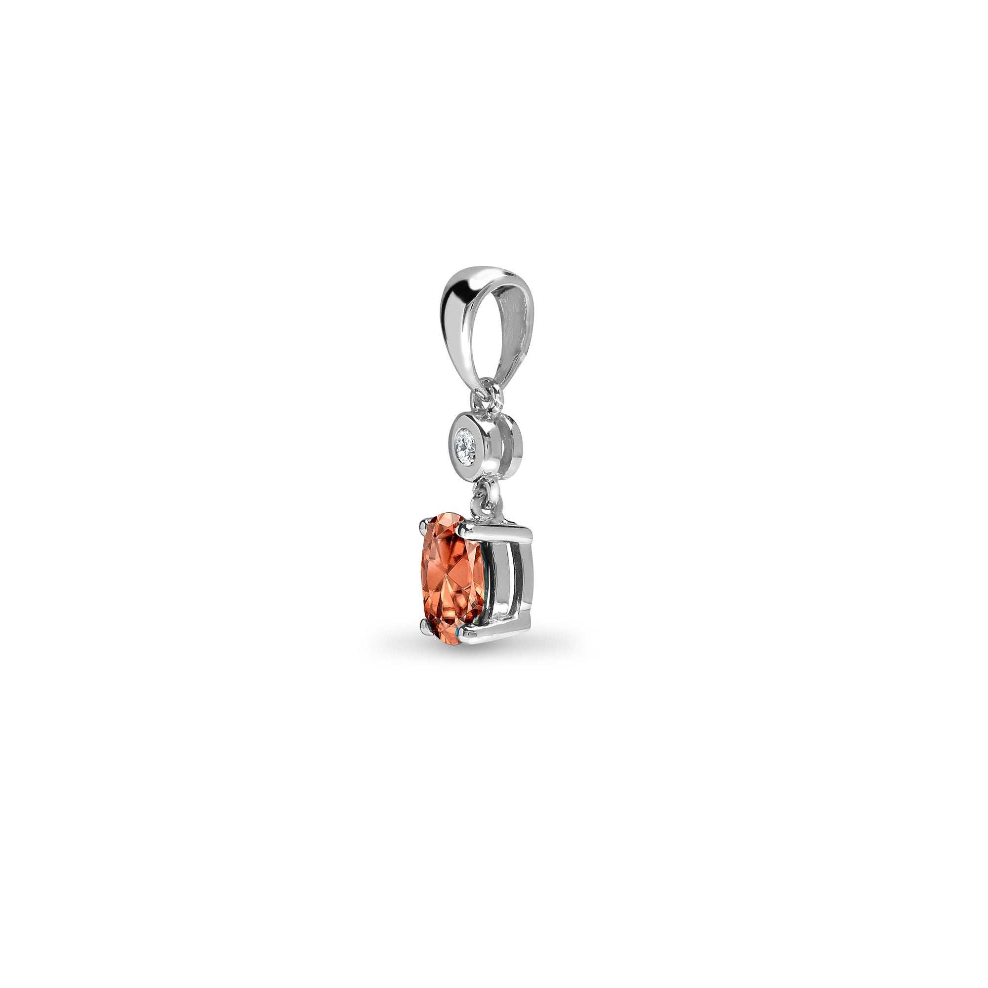 9P144 | 9ct White Dia-4pts Morganite-45pts Drop Pendant