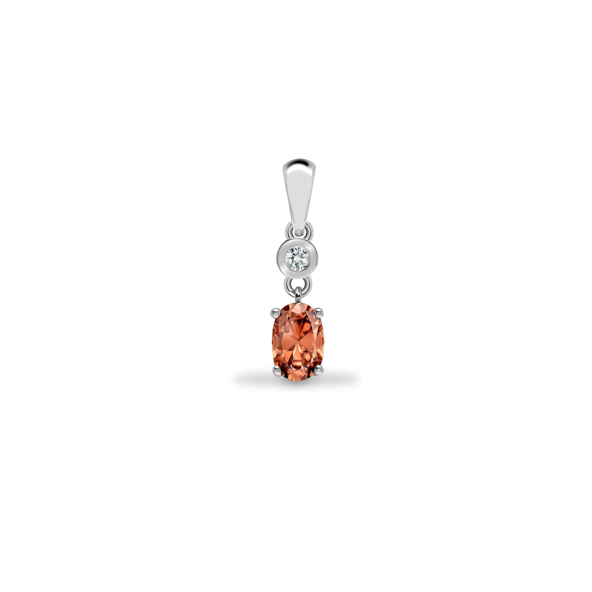 9P144 | 9ct White Dia-4pts Morganite-45pts Drop Pendant