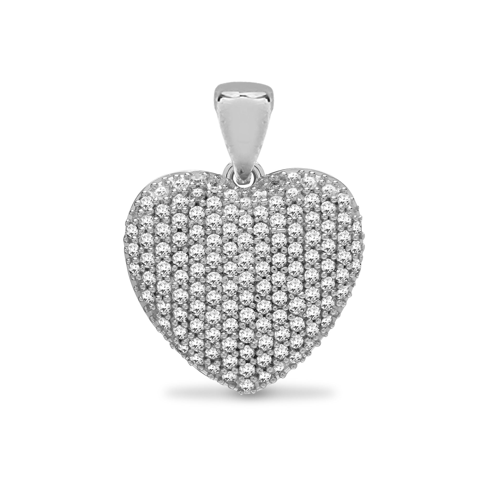 9P159 | 9ct White 0.50ct Pave Set Natural Diamond Heart