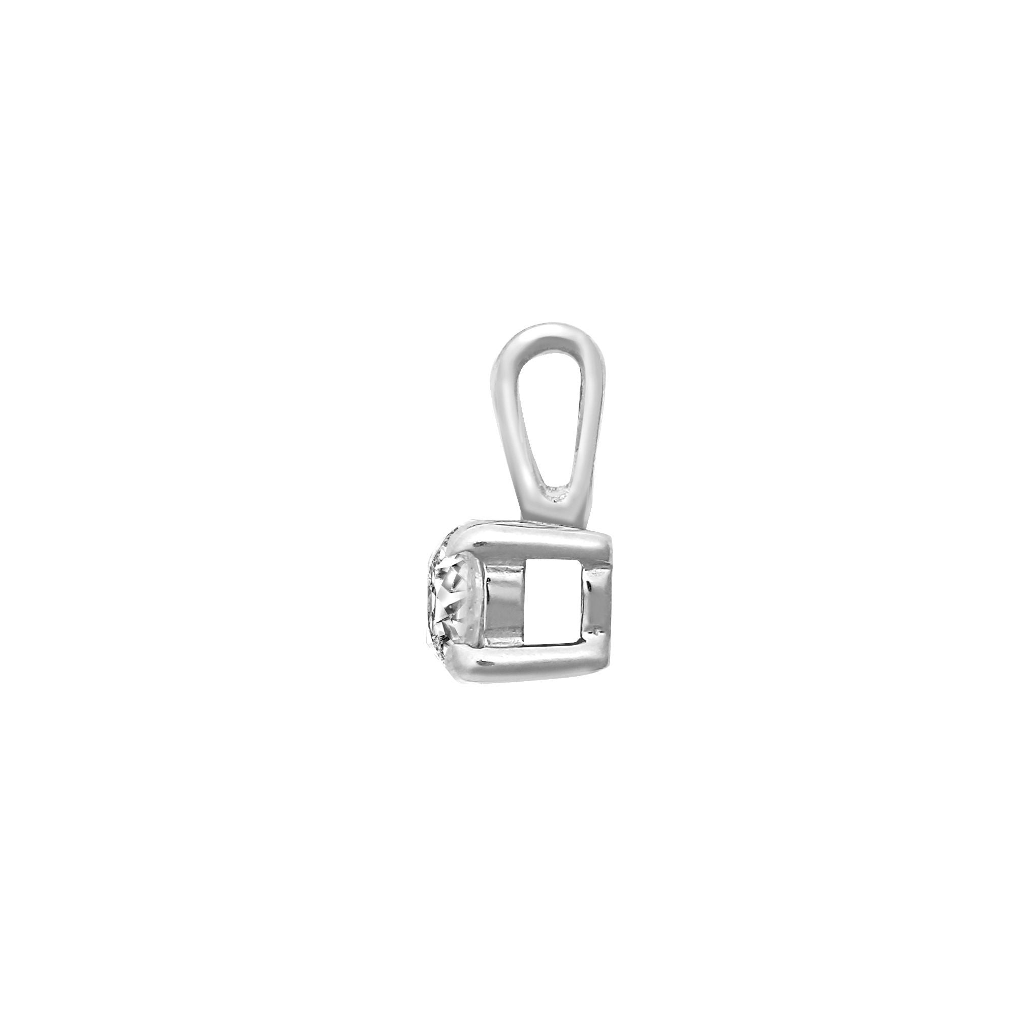 9P161-010 | 9ct White 0.10ct 4 Claw Natural Diamond Solitaire Pendant