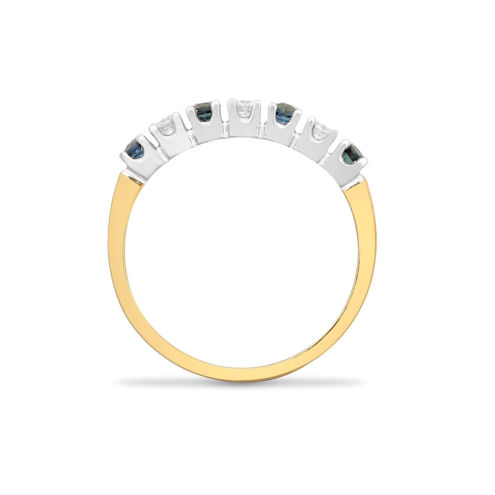 9R022 | 9ct Yellow Gold Natural Diamond And Sapphire Half Eternity Ring