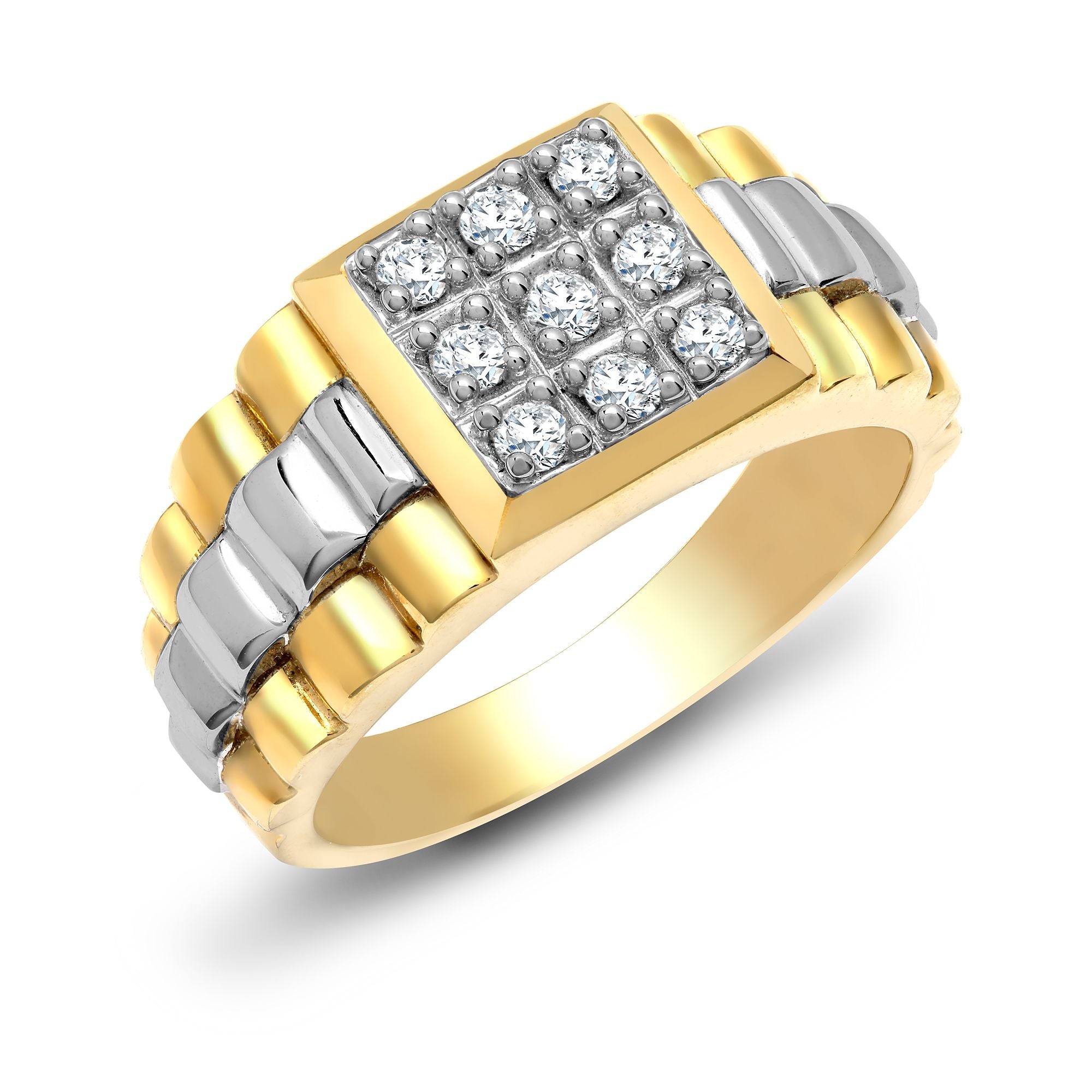 9R096 | 9ct White And Yellow Gold Gents Natural Diamond Ring