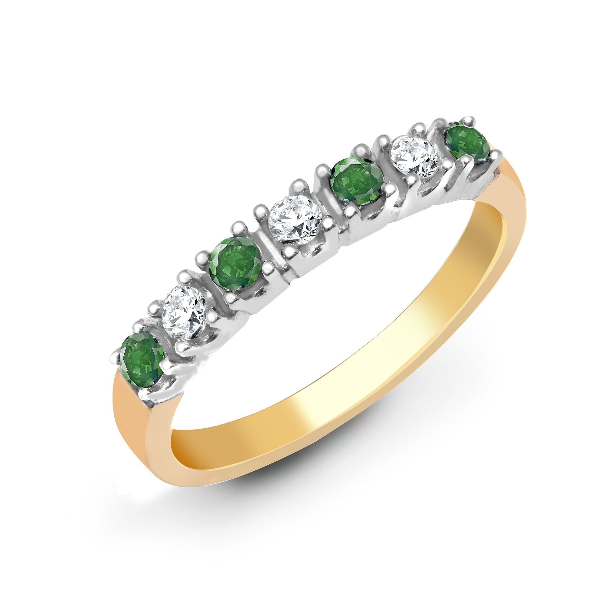 9R227 | 9ct Yellow Gold Natural Diamond And Emerald Ring