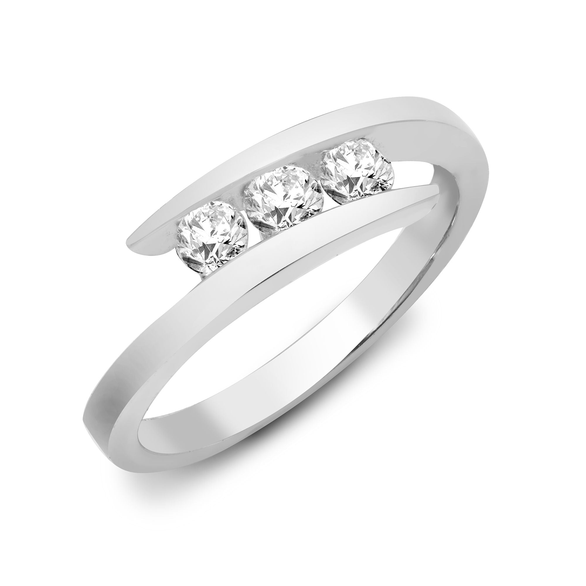 9ct White Gold Natural Diamond Ring