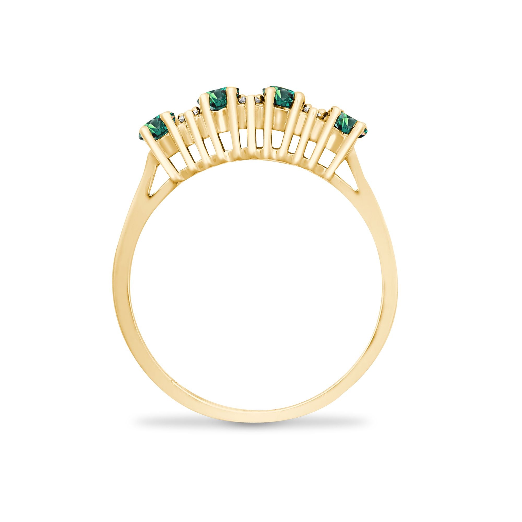 9R391 | 9ct Yellow Gold Natural Diamond And Emerald Ring