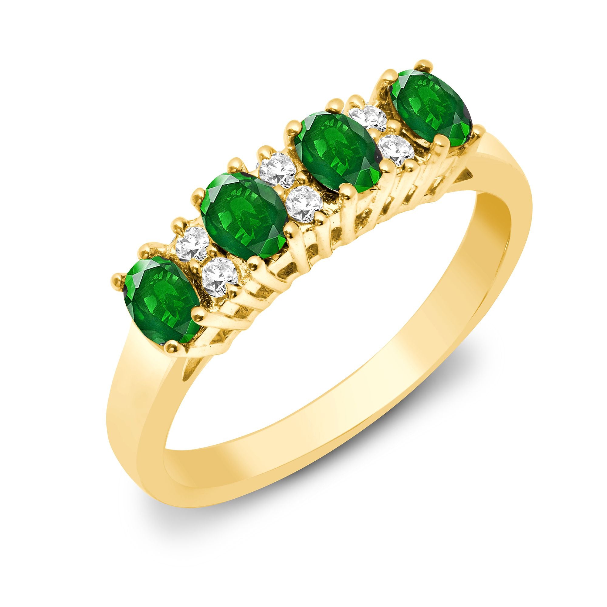 9R391 | 9ct Yellow Gold Natural Diamond And Emerald Ring