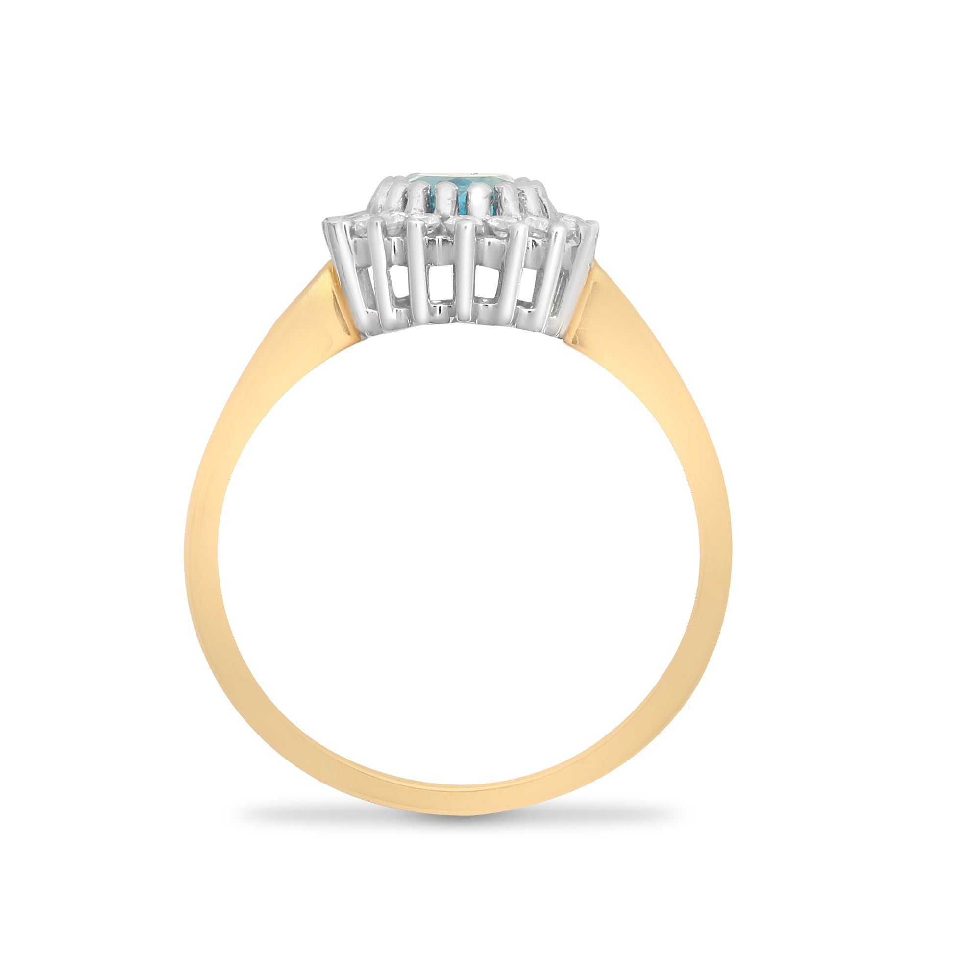 9R420 | 9ct Yellow Gold Natural Diamond And Blue Topaz Ring