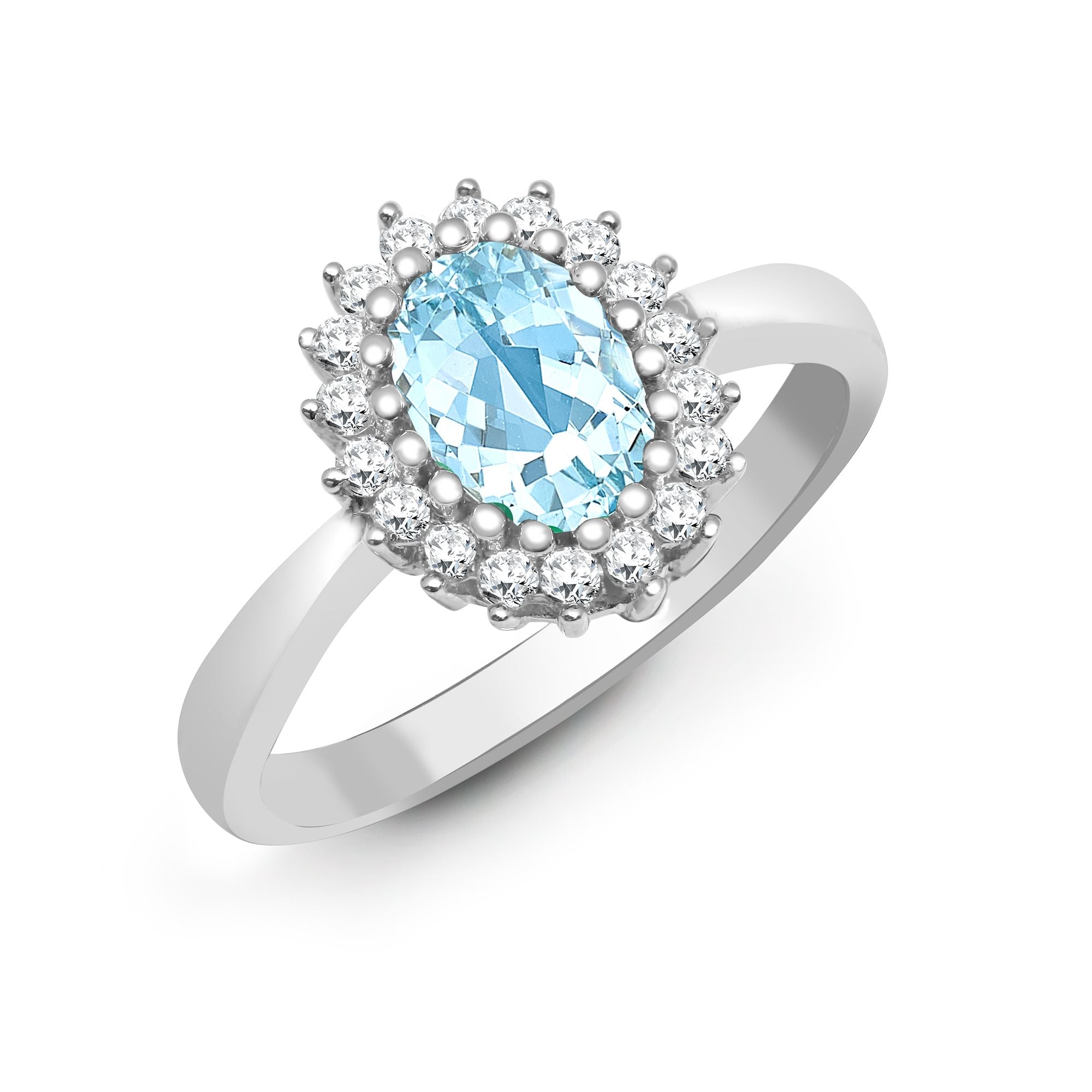 9R430 | 9ct White Gold Natural Diamond And Blue Topaz Ring