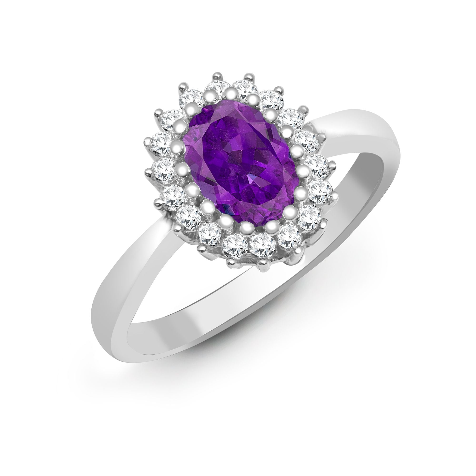 9R432 | 9ct White Gold Natural Diamond And Amethyst Ring