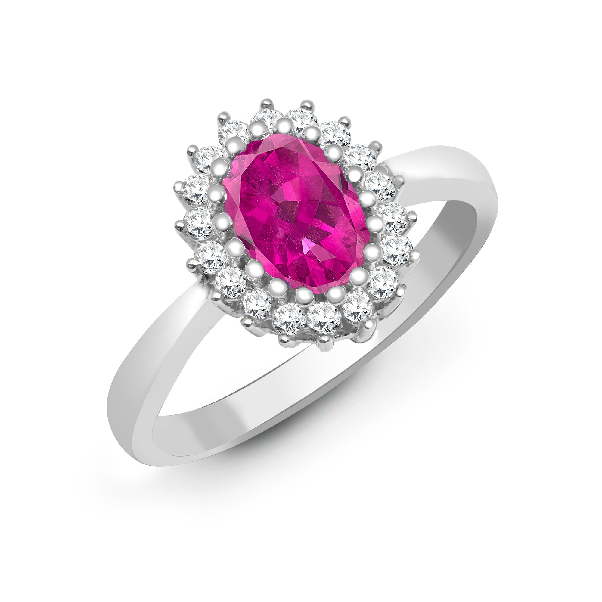 9R434 | 9ct White Gold Natural Diamond And Pink Sapphire Ring